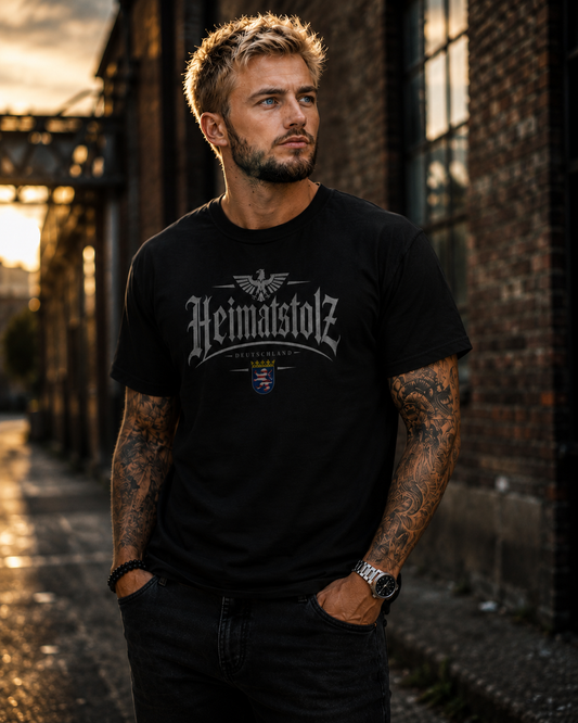 Herren T-Shirt Heimatstolz Hessen weiß