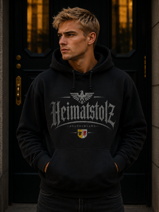 Herren Hoodie Heimatstolz Wappen Mecklenburg Vorpommern weiß
