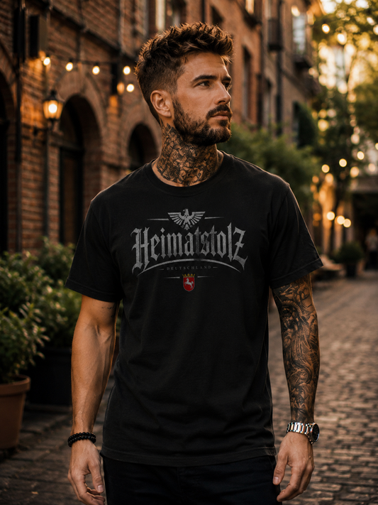 Herren T-Shirt Heimatstolz Wappen Niedersachsen weiß