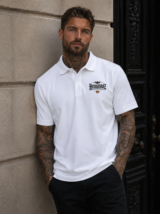 Unisex Poloshirt Heimatstolz Wappen Mecklenburg Vorpommern schwarz