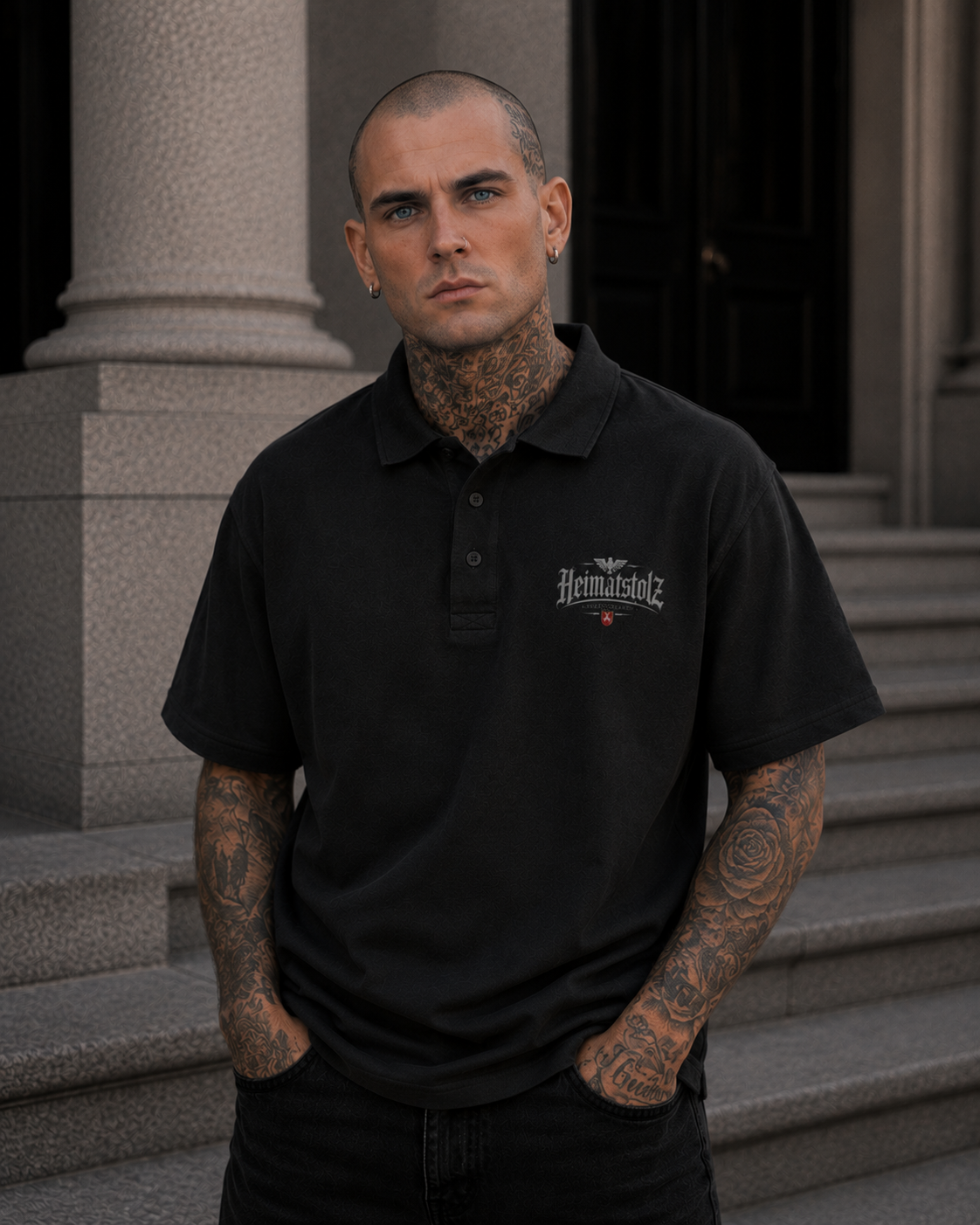 Unisex Poloshirt Heimatstolz Wappen Niedersachsen weiß