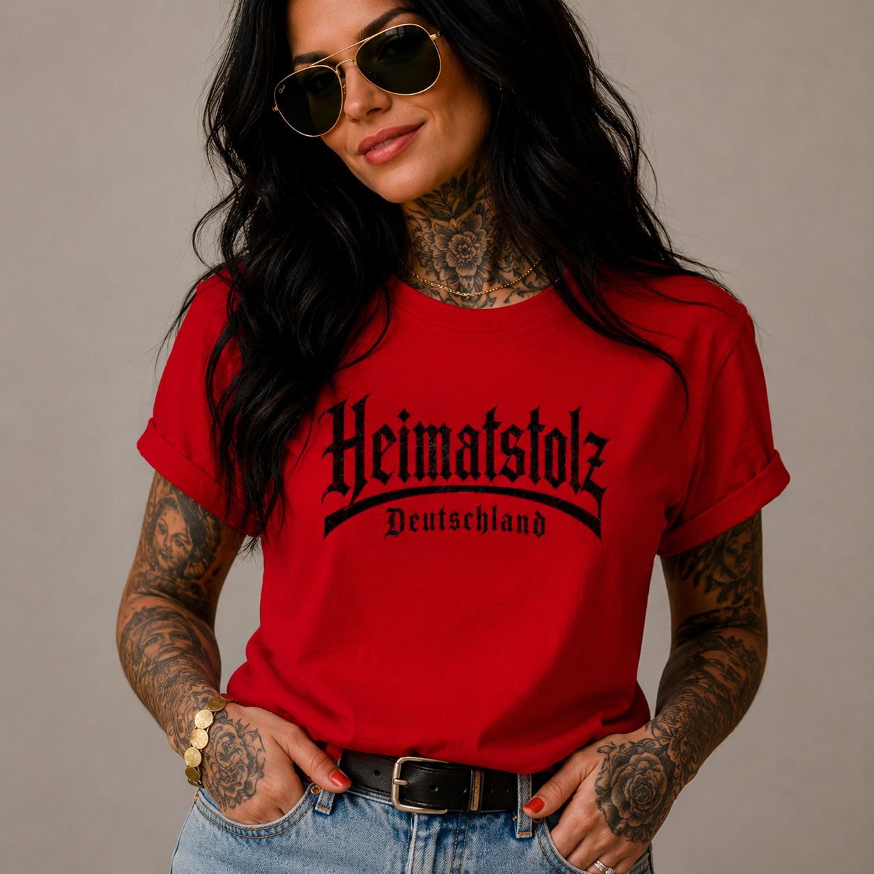 Damen T-Shirt Heimatstolz Deutschland schwarz