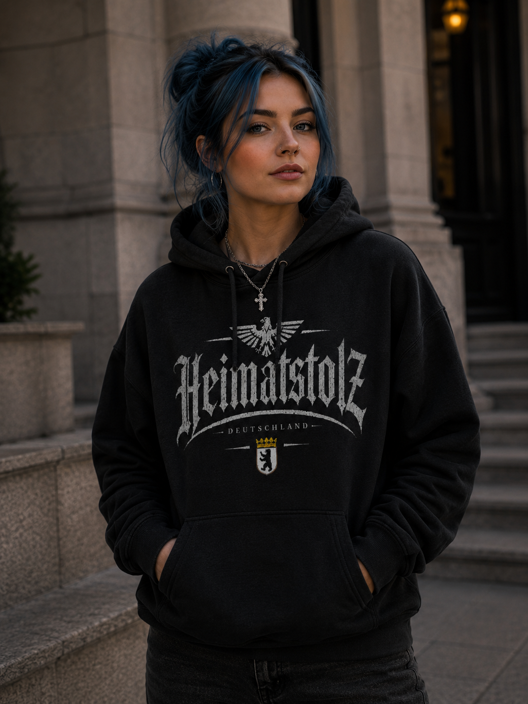 Damen Hoodie Heimatstolz Wappen Berlin weiß
