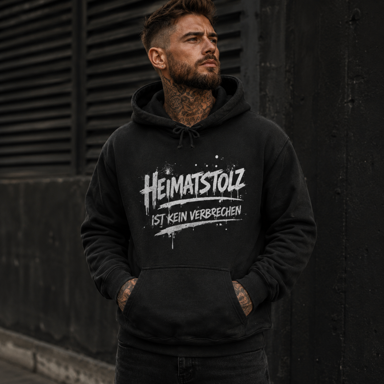 Herren Hoodie Graffiti-Kunst Heimatstolz weiß