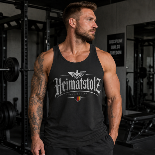 Herren Basic Tank Top Heimatstolz Deutschland mit Wappen weiß