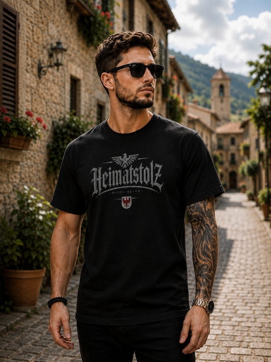 Herren T-Shirt Heimatstolz Wappen Brandenburg weiß