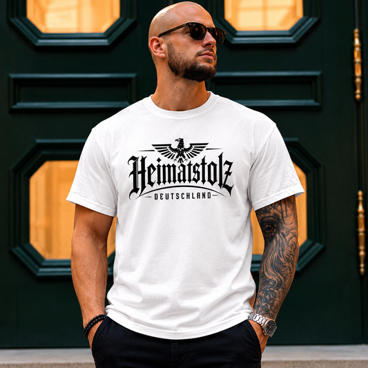 Herren T-Shirt Heimatstolz Deutschland Adler oben schwarz