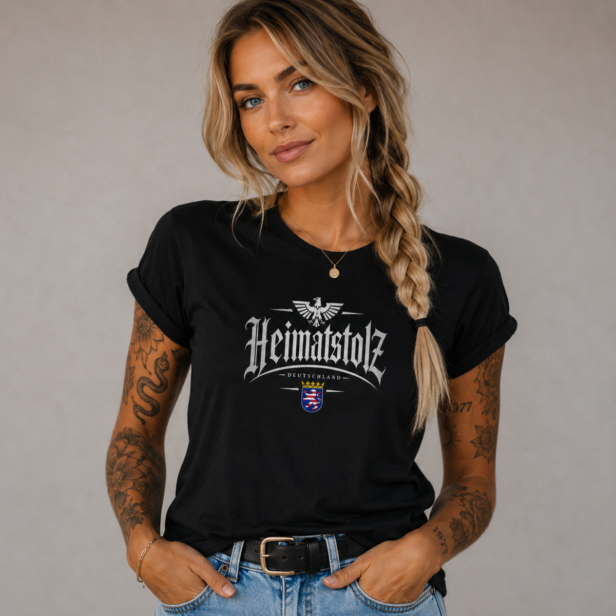 Damen T-Shirt Heimatstolz Hessen weiß