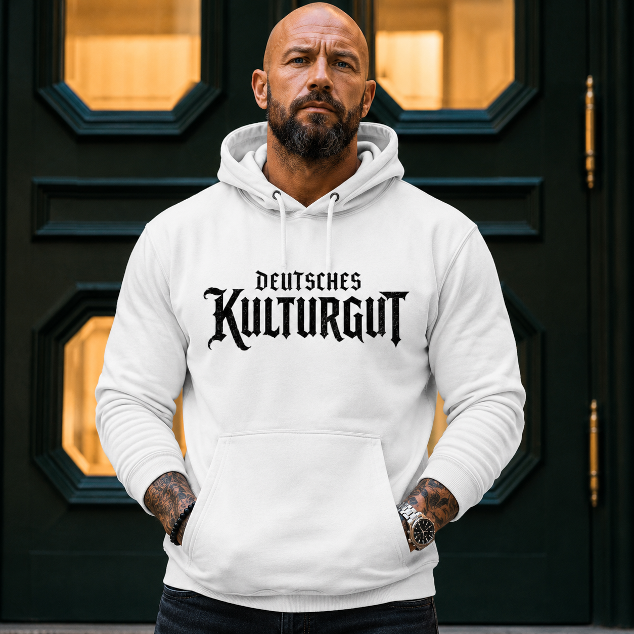 Herren Hoodie Deutsches Kulturgut Emblem schwarz