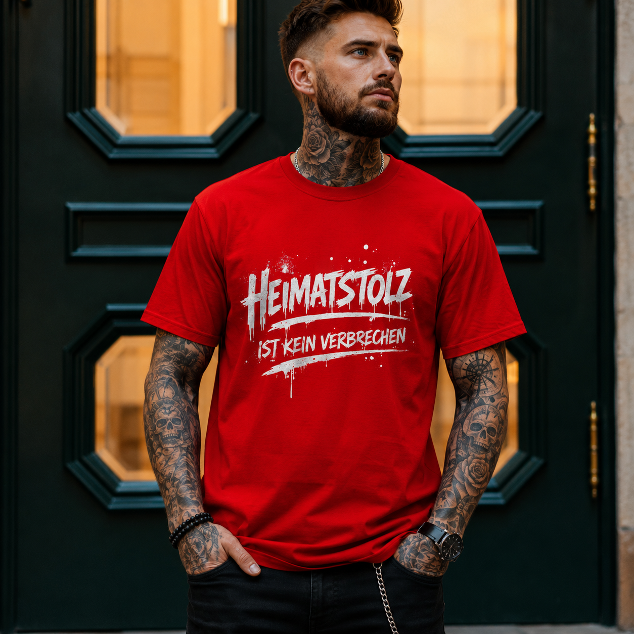 Herren T-Shirt Graffiti-Kunst Heimatstolz weiß