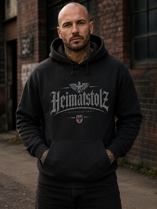 Herren Hoodie Heimatstolz Wappen Brandenburg weiß