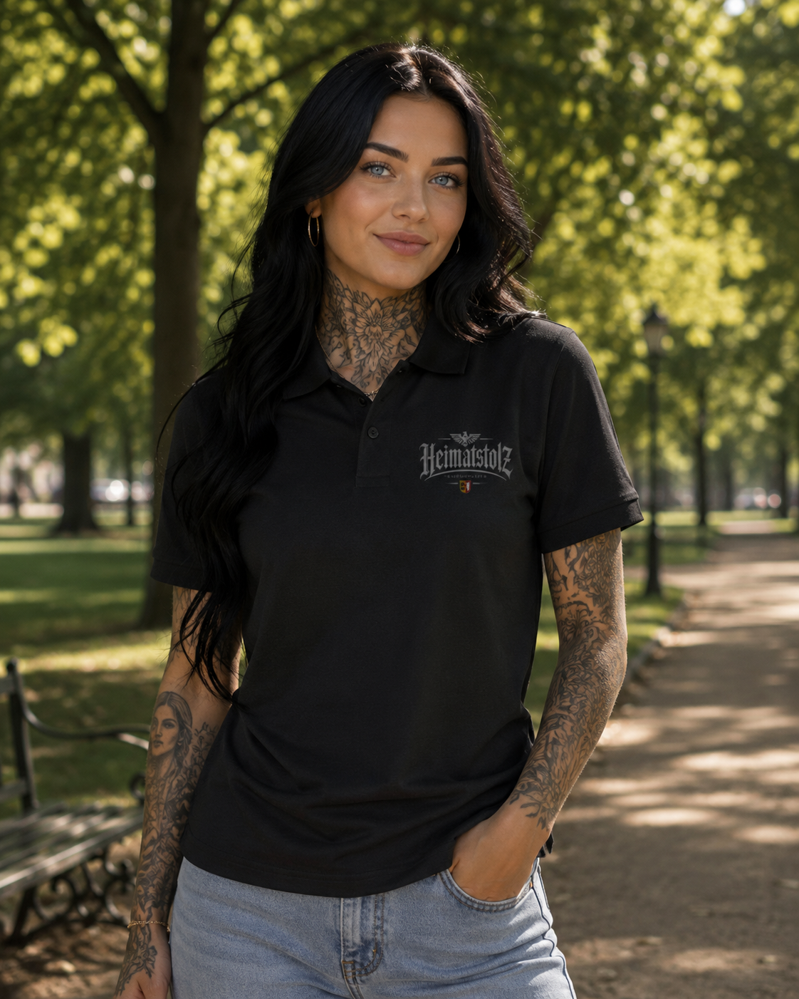 Unisex Poloshirt Heimatstolz Wappen Schleswig Holstein weiß