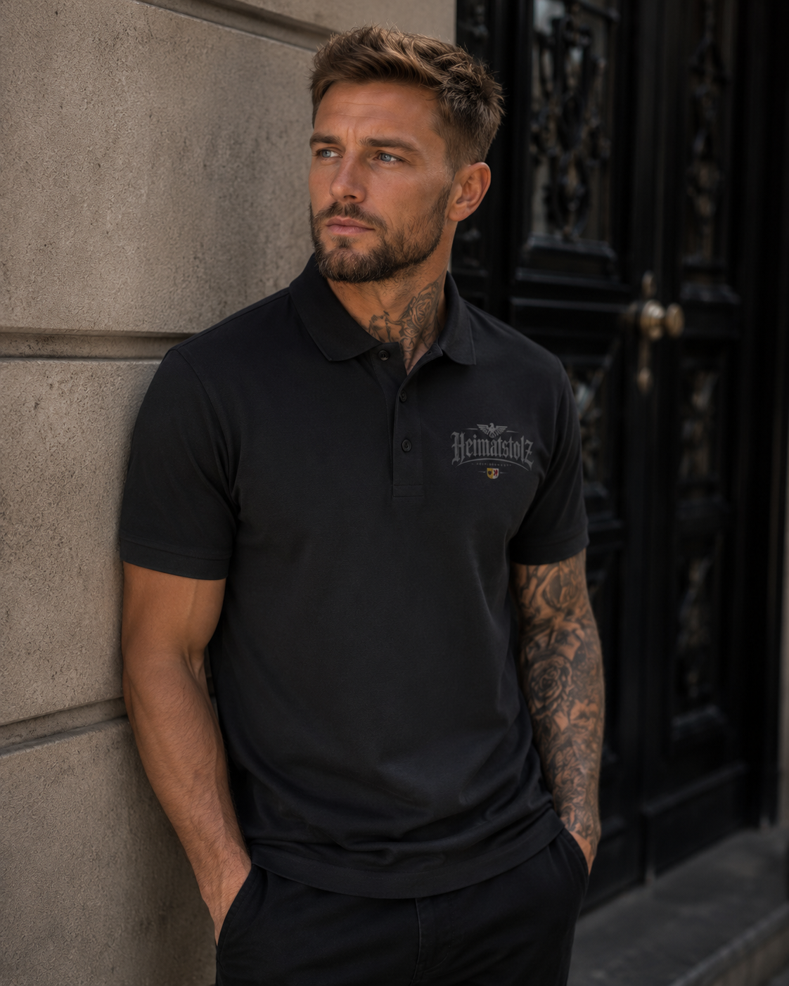 Unisex Poloshirt Heimatstolz Wappen Mecklenburg Vorpommern weiß