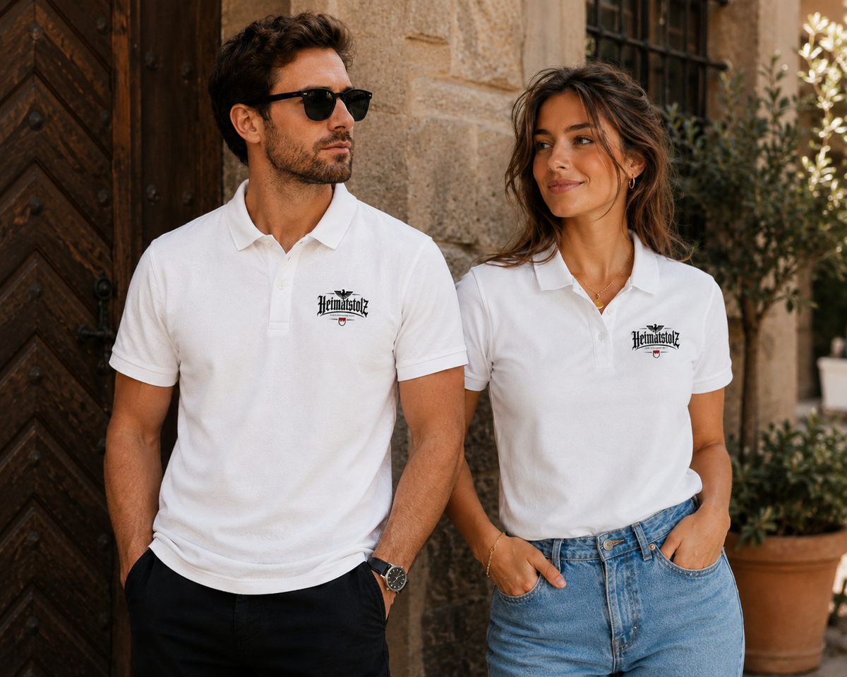 Unisex Poloshirt Heimatstolz Franken schwarz