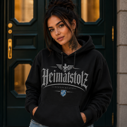 Damen Hoodie Heimatstolz Bayern weiß