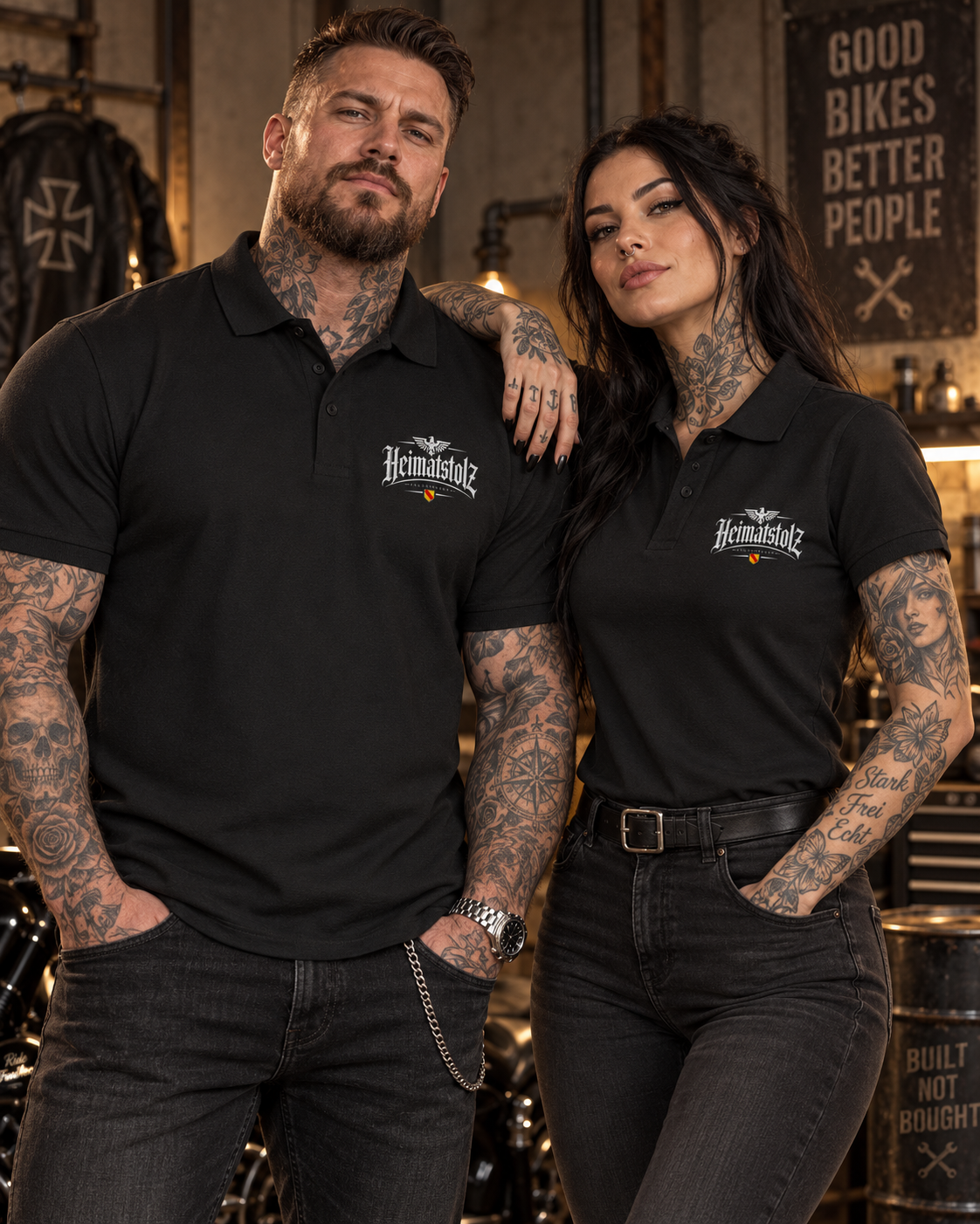 Heimatstolz Badenwappen schlicht Unisex Poloshirt/weiße Schrift