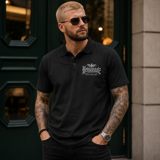 Unisex Poloshirt Heimatstolz Deutschland Adler oben weiß