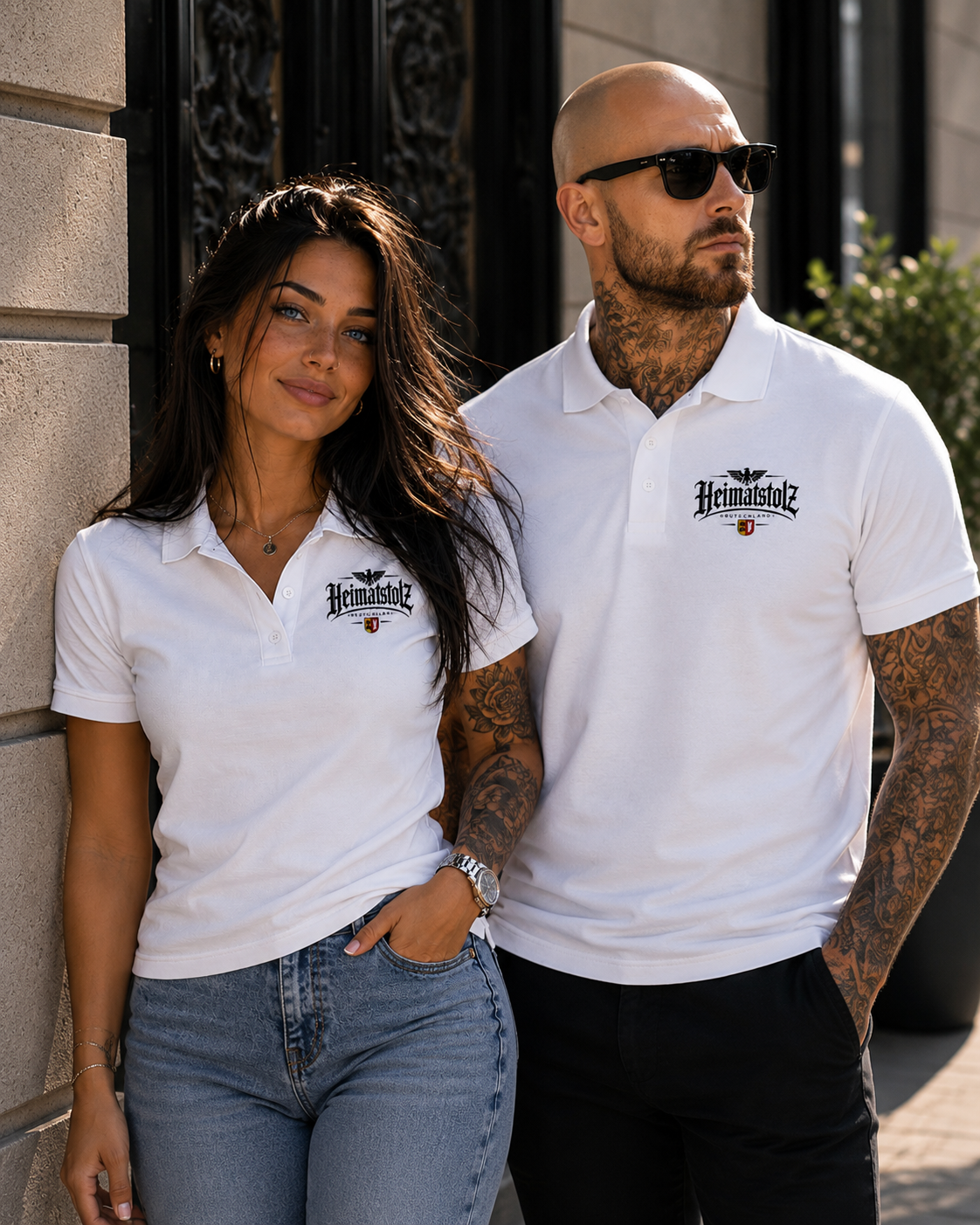 Unisex Poloshirt Heimatstolz Wappen Schleswig Holstein schwarz
