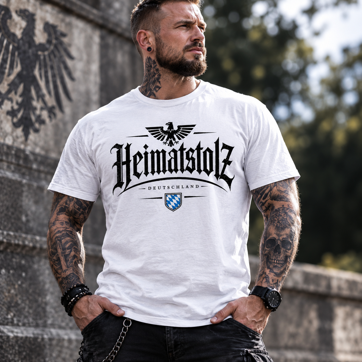 Herren T-Shirt Heimatstolz Bayern schwarz