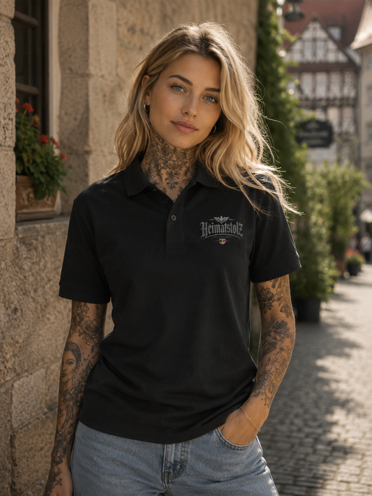 Unisex Poloshirt Heimatstolz Wappen Mecklenburg Vorpommern weiß