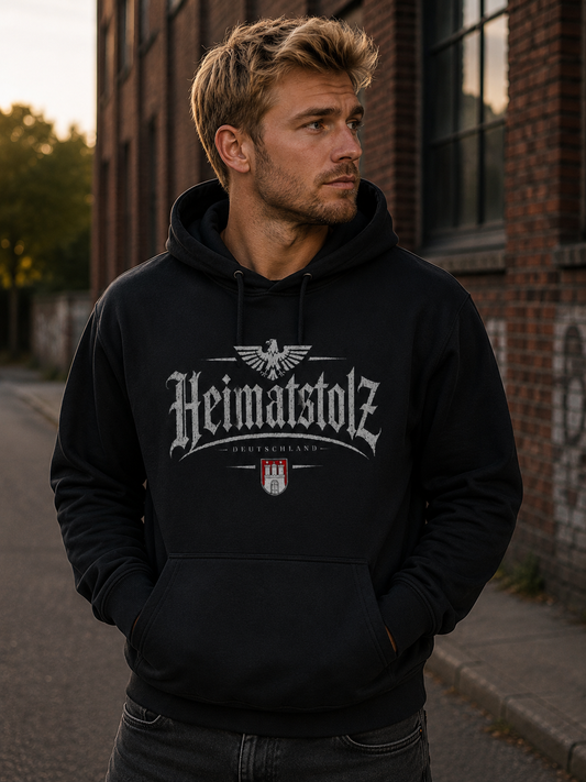 Herren Hoodie Heimatstolz Wappen Hamburg weiß