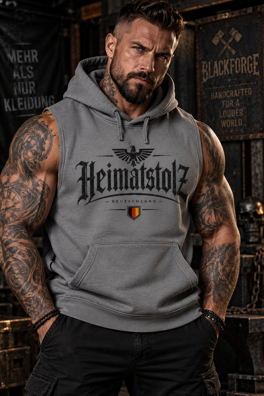 Heimatstolz Deutschland Hoodie ohne Ärmel Landwappen/schwarzer Druck