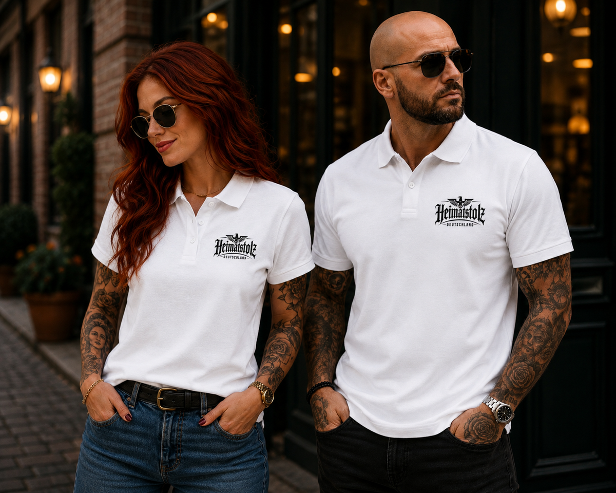 Unisex Poloshirt Heimatstolz Deutschland Adler oben schwarz