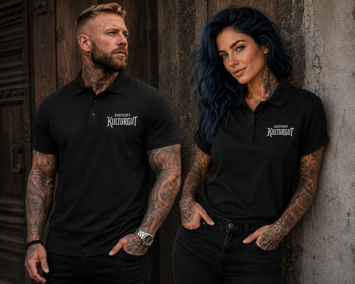 Unisex Poloshirt Deutsches Kulturgut in weiß
