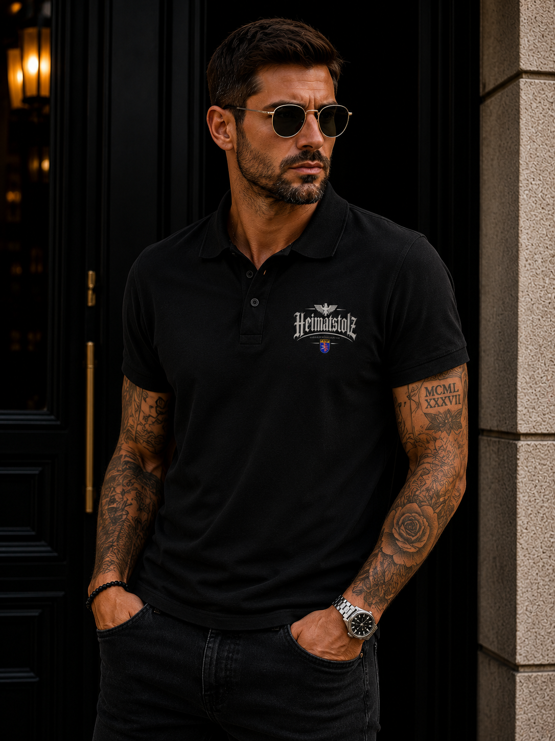 Unisex Poloshirt Heimatstolz Hessen weiß