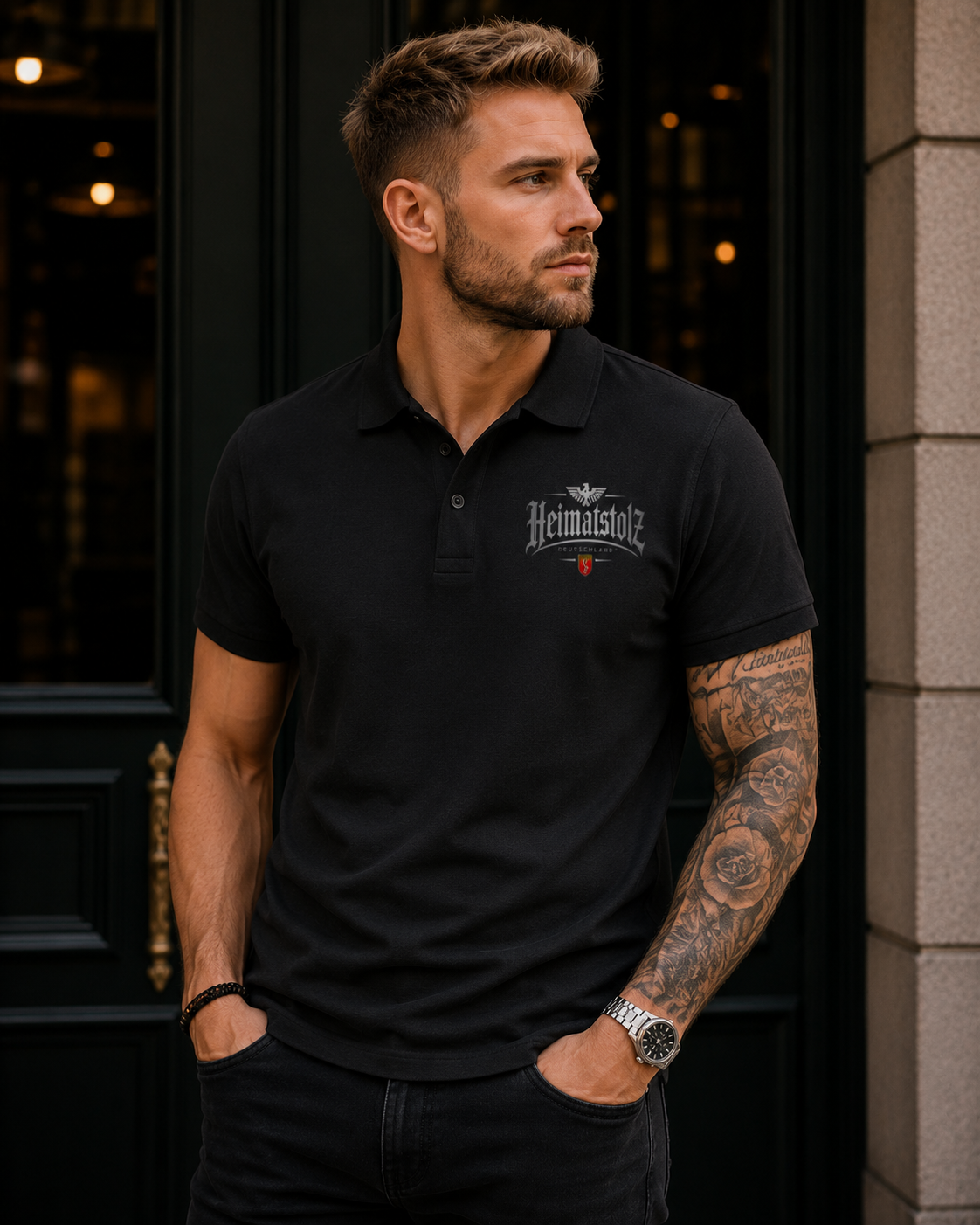 Unisex Poloshirt Heimatstolz Wappen Bremen weiß