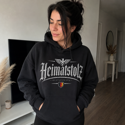 Damen Hoodie Heimatstolz Deutschland mit Wappen weiß