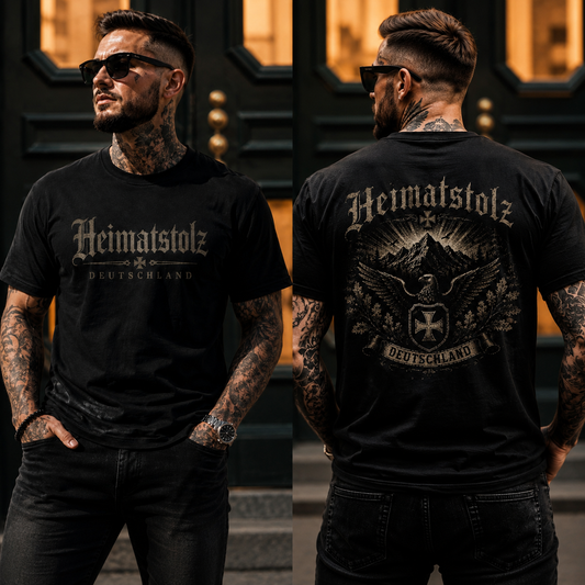 Herren T-Shirt Heimatstolz mit deutscher Symbolik weiß