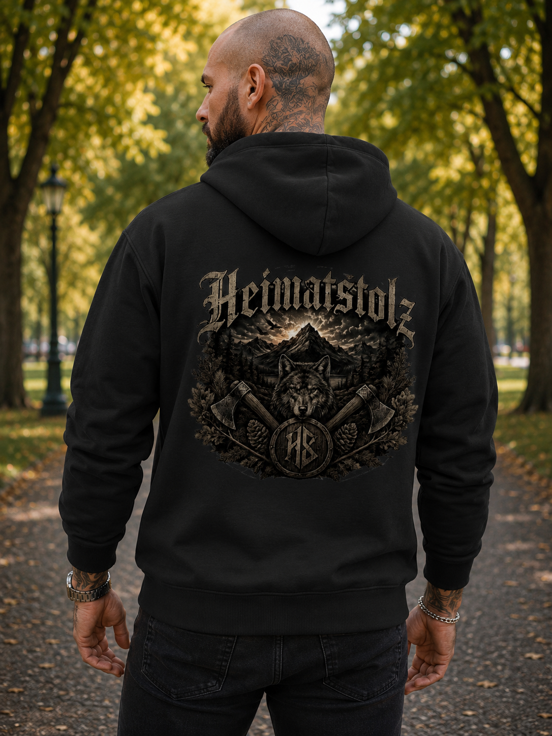 Unisex Zipper Hoodie HS Logo mit Rückenmotiv