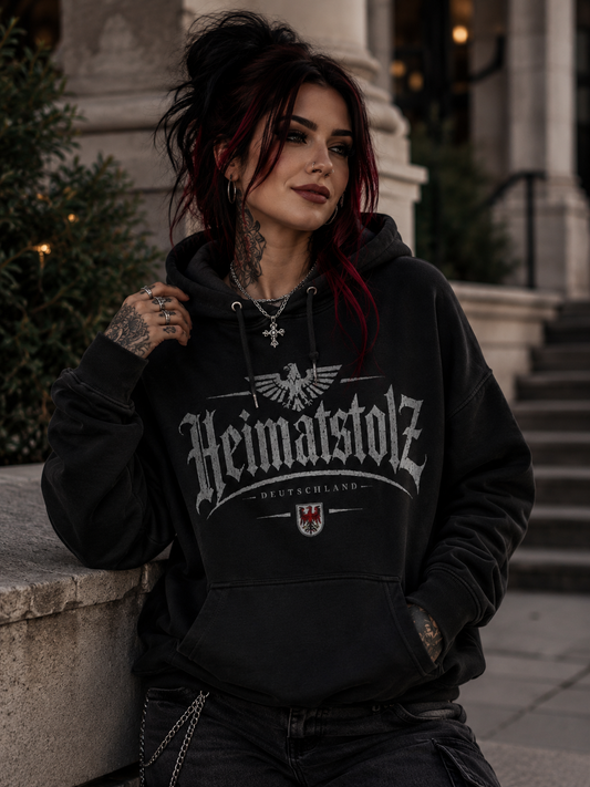 Damen Hoodie Heimatstolz Wappen Brandenburg weiß