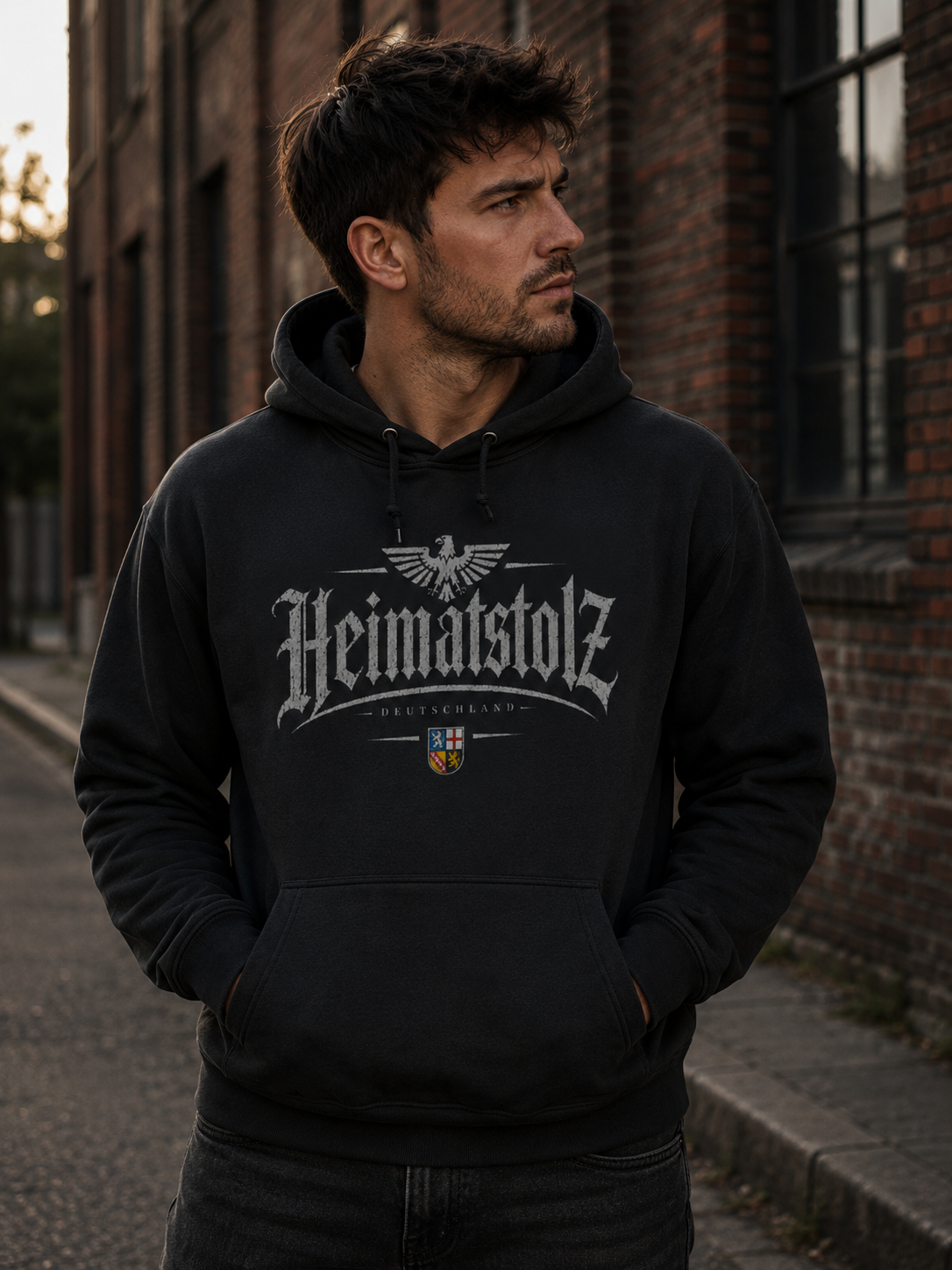 Herren Hoodie Heimatstolz Wappen Saarland weiß