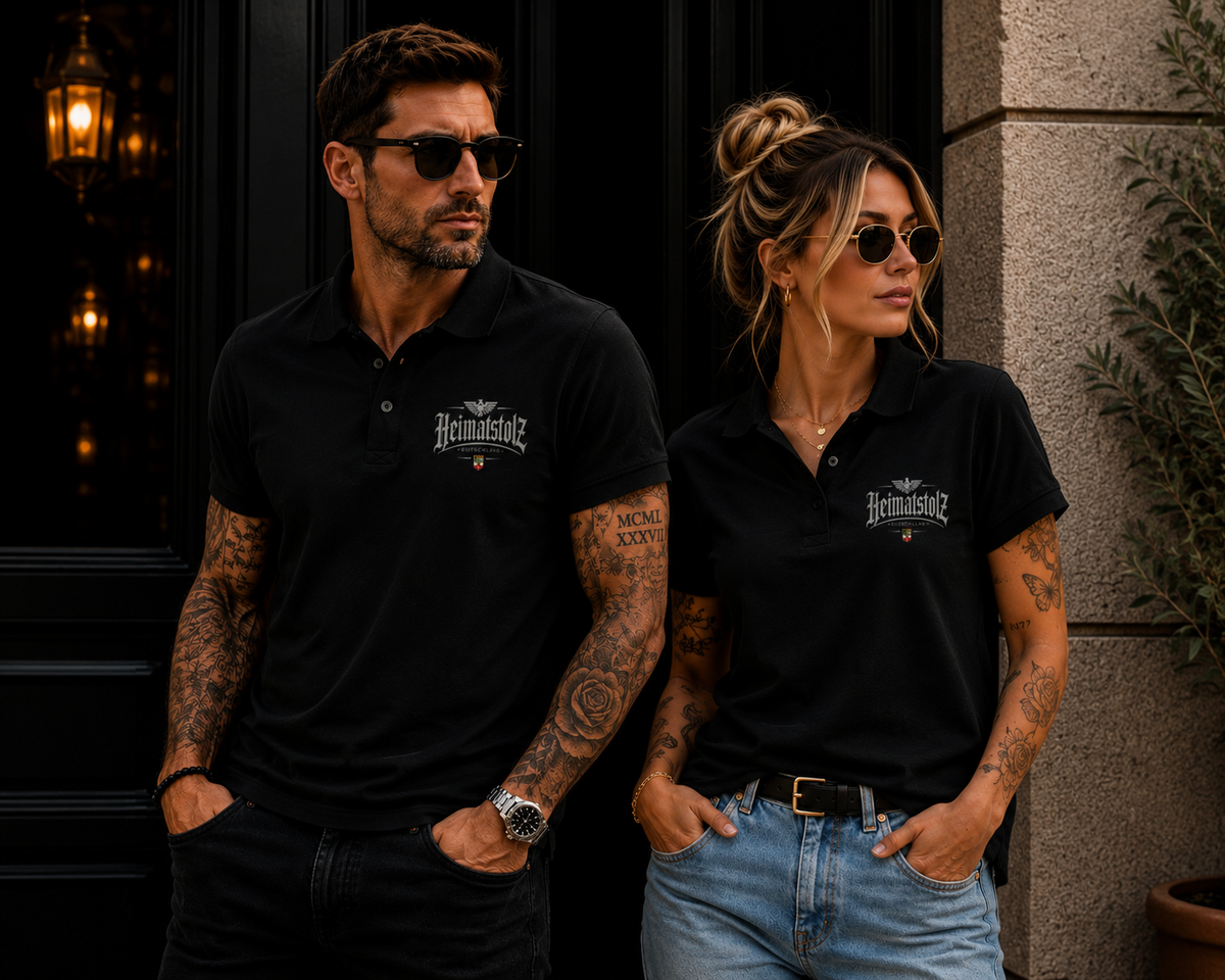 Unisex Poloshirt Heimatstolz Wappen Sachsen Anhalt weiß
