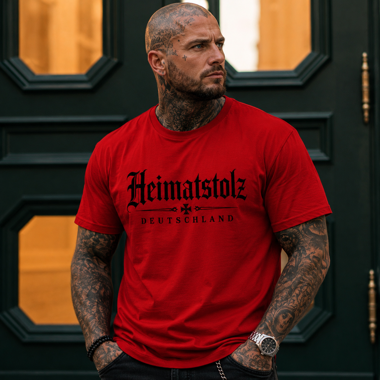Herren T-Shirt Heimatstolz mit deutscher Symbolik schwarz