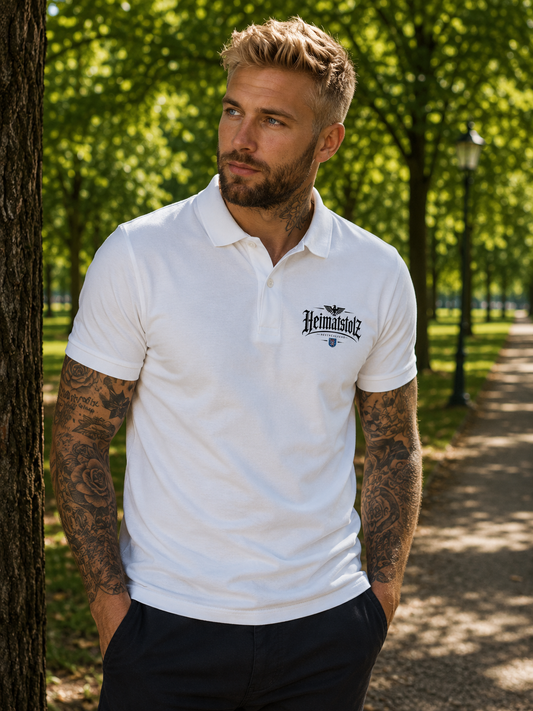Unisex Poloshirt Heimatstolz Wappen Thüringen schwarz