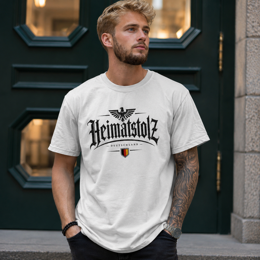 Herren T-Shirt Heimatstolz Deutschland mit Landwappen schwarz