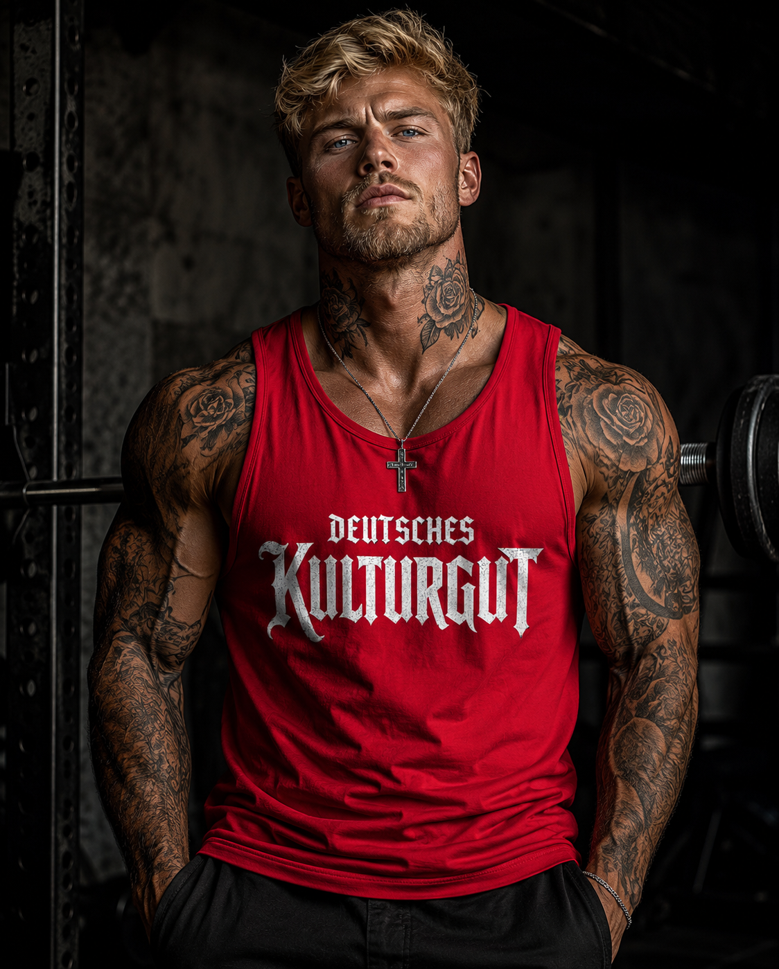 Herren Basic Tank Top Deutsches Kulturgut in weiß