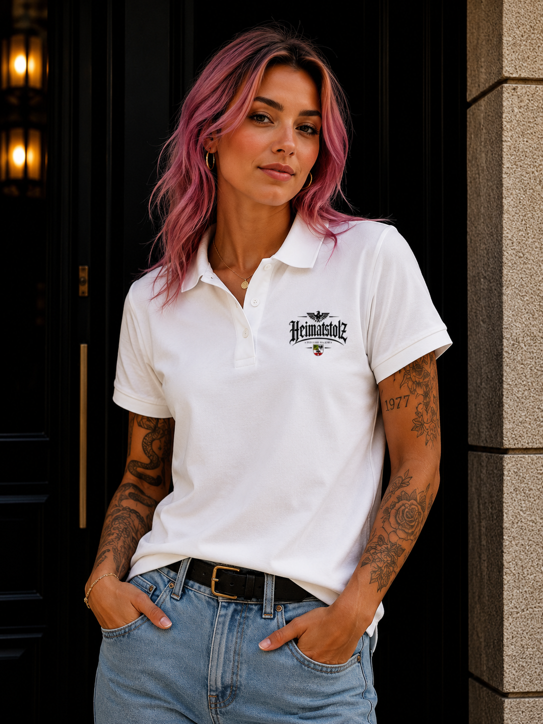 Unisex Poloshirt Heimatstolz Wappen Sachsen Anhalt schwarz
