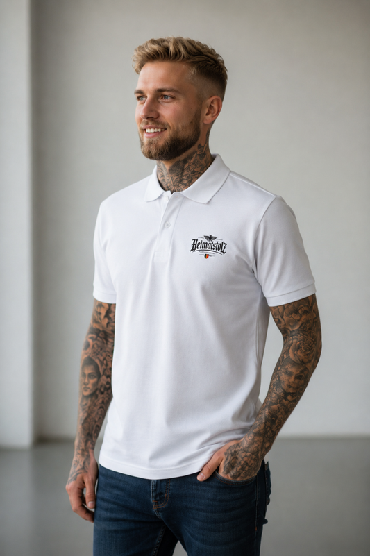 Unisex Poloshirt Heimatstolz Deutschland mit Landwappen schwarz