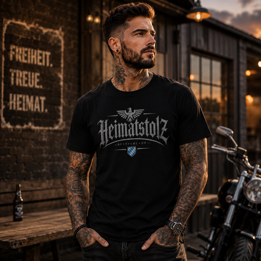 Herren T-Shirt Heimatstolz Bayern weiß