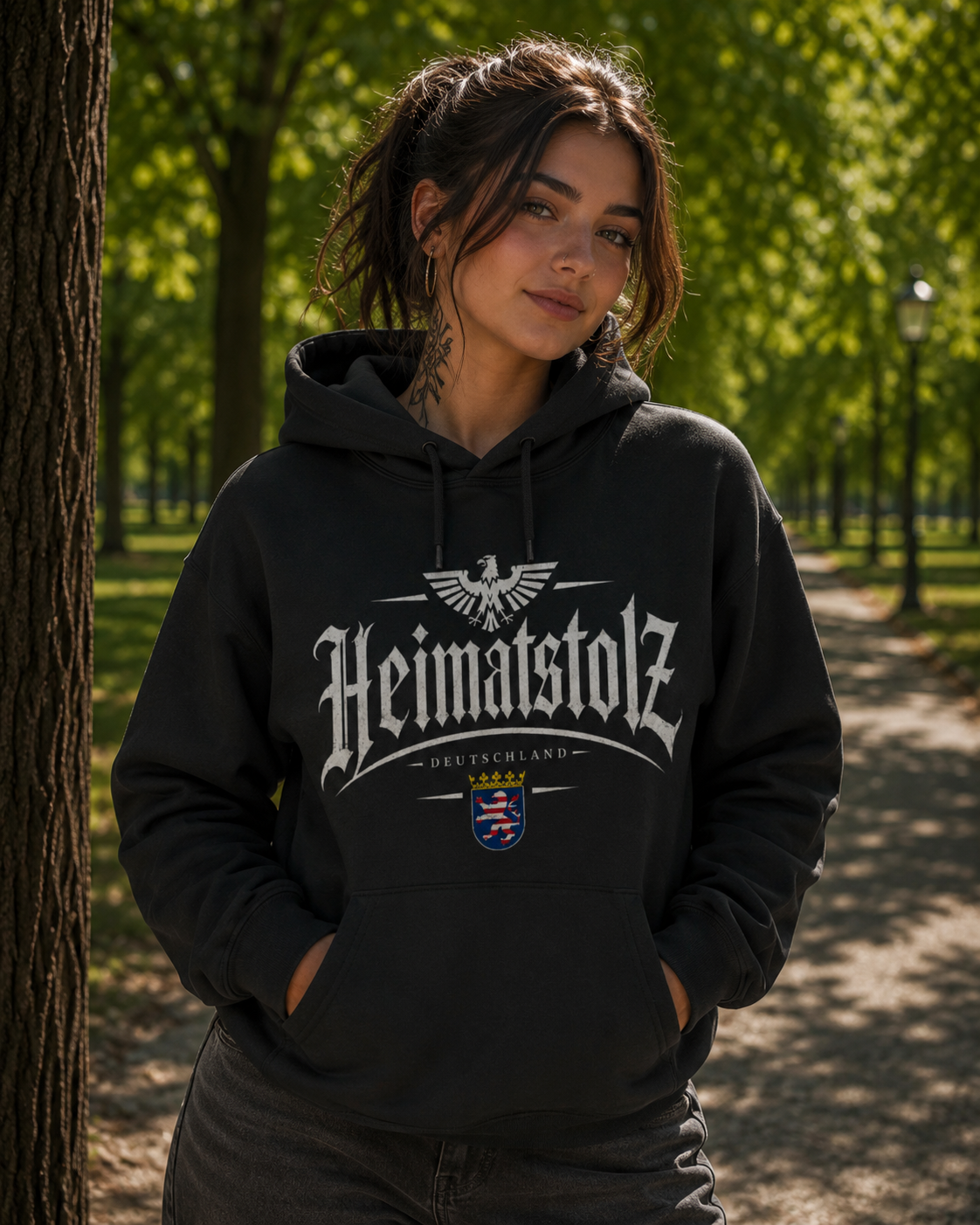 Damen Hoodie Heimatstolz Hessen weiß