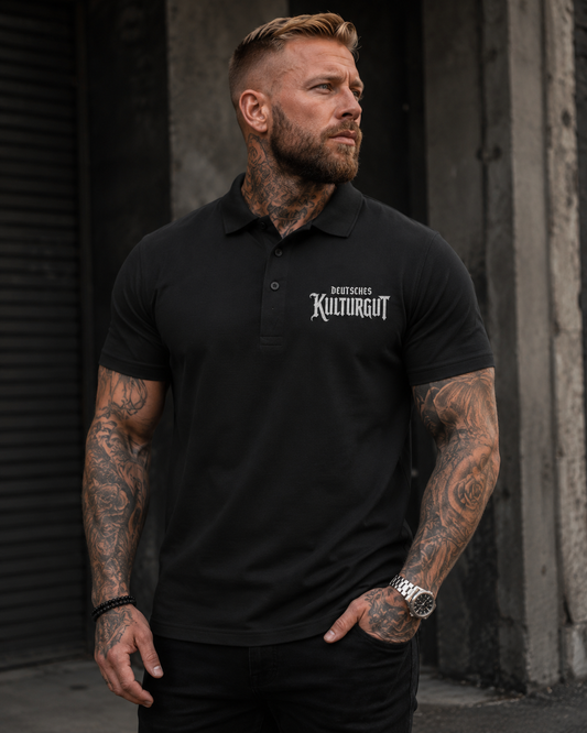 Unisex Poloshirt Deutsches Kulturgut in weiß