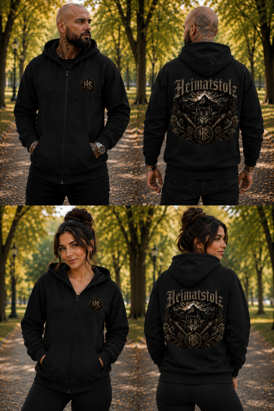 Unisex Zipper Hoodie HS und Wolf im Schatten