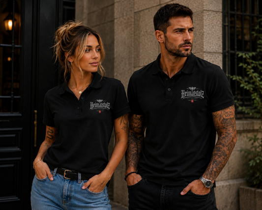 Unisex Poloshirt Heimatstolz Wappen Niedersachsen weiß