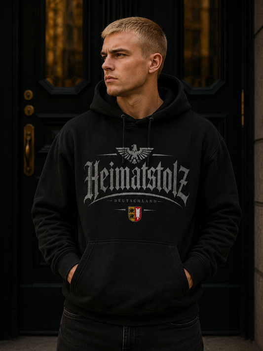 Herren Hoodie Heimatstolz Wappen Schleswig Holstein weiß