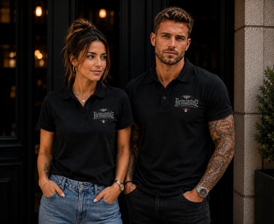 Unisex Poloshirt Heimatstolz Wappen Hamburg weiß