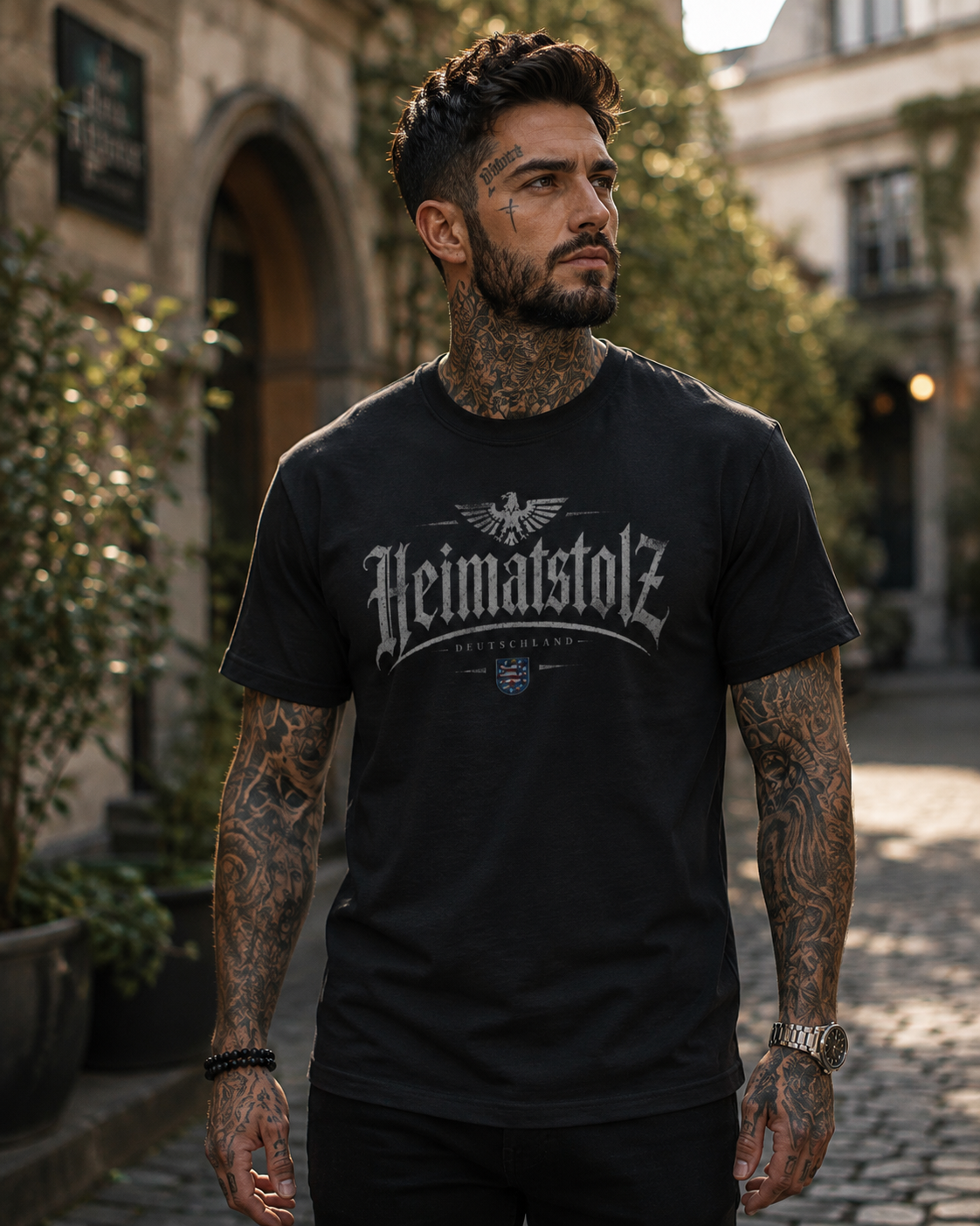 Herren T-Shirt Heimatstolz Wappen Thüringen weiß